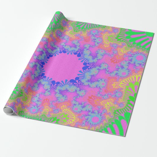Neon Rainbow Sunburst Cadeaupapier (Uitgerold)