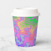 Neon Rainbow Sunburst Papieren Bekers (Achterkant)