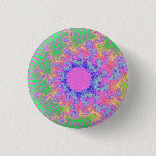 Neon Rainbow Sunburst Ronde Button 3,2 Cm (Voorkant)