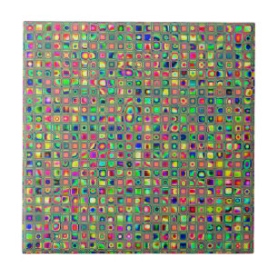 Neon Rainbow Textured Mosaic Tiles Pattern Tegeltje