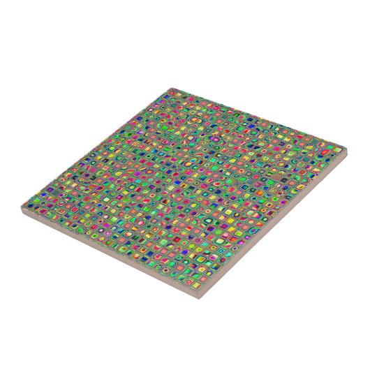 Neon Rainbow Textured Mosaic Tiles Pattern Tegeltje (Zijkant)
