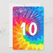 Neon Rainbow Tie Dye 10th Birthday Invitation Kaart (Voorkant)