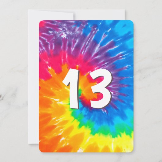 Neon Rainbow Tie Dye 13e verjaardag uitnodiging (Voorkant)