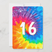 Neon Rainbow Tie Dye 16e verjaardag uitnodiging (Voorkant)