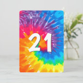 Neon Rainbow Tie Dye 21st Verjaardag Uitnodiging (Staand voorkant)