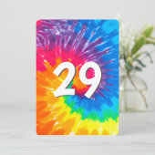 Neon Rainbow Tie Dye 29th Verjaardag Uitnodiging (Staand voorkant)