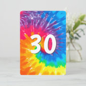 Neon Rainbow Tie Dye 30e verjaardag uitnodiging (Staand voorkant)