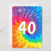 Neon Rainbow Tie Dye 40th Verjaardag uitnodiging (Voorkant)