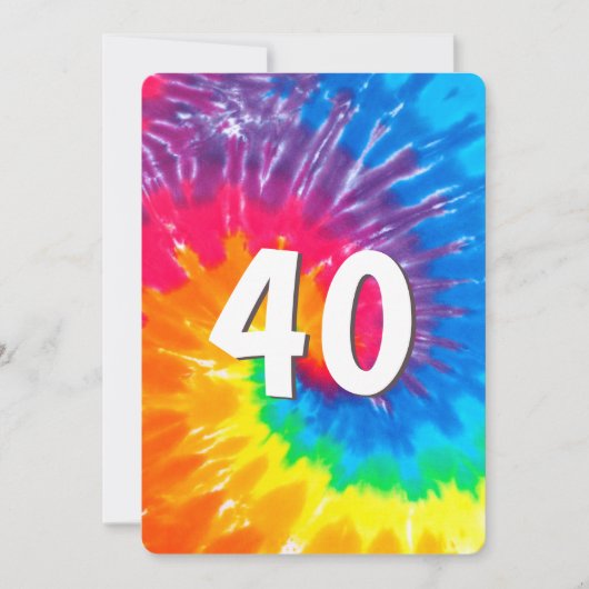 Neon Rainbow Tie Dye 40th Verjaardag uitnodiging (Voorkant)