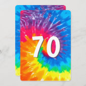 Neon Rainbow Tie Dye 70th Verjaardag uitnodiging (Voorkant / Achterkant)