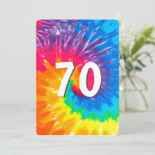 Neon Rainbow Tie Dye 70th Verjaardag uitnodiging (Staand voorkant)