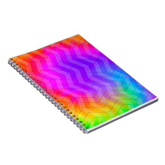 Neon Rainbow Tie Dye Herringbone Notitieboek (Rechterzijde)