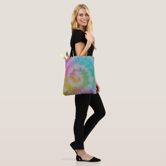 Neon Rainbow Tie Dye Hoesje-Mate iPhone Case Tote Bag (Op model)