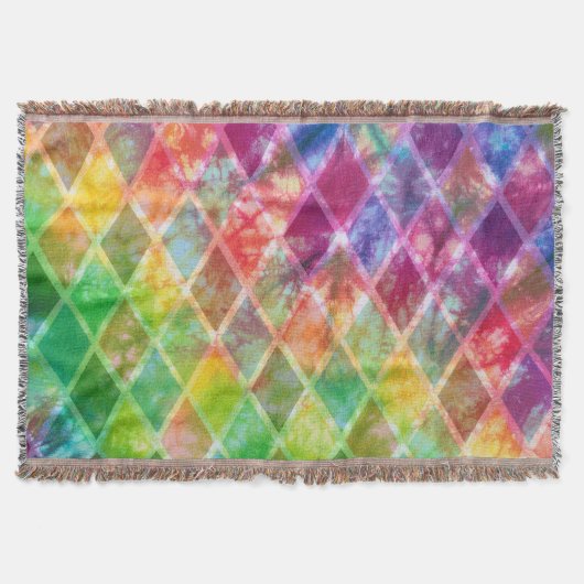 Neon Rainbow tie Dye Waterverf Harlequin Deken (Voorkant)