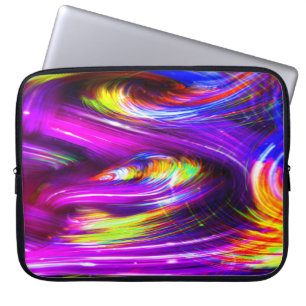 Neon Rainbow Tornado Waves of Multicolor Paars Laptop Sleeve