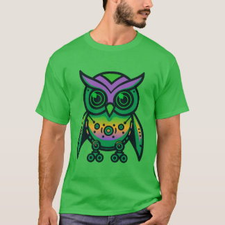 Neon Rainbow Uil Mecha T-shirt