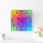Neon Rainbow Vierkante Klok (Huis)