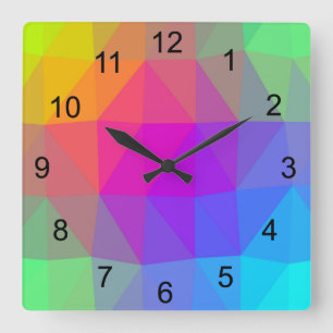 Neon Rainbow Vierkante Klok