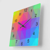 Neon Rainbow Vierkante Klok (Hoek)