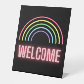 Neon Rainbow Welkom Pedestal Sign Reclamebord Met Voetstuk (Voorkant)