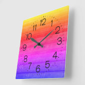 Neon Rainbow Wood Pattern Vierkante Klok (Hoek)