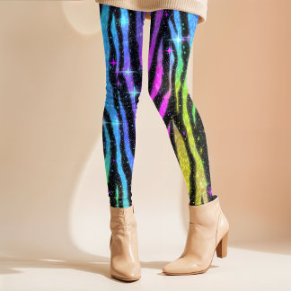 Neon Rainbow Zebra 90s Nostalgie Leggings