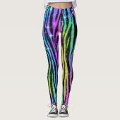 Neon Rainbow Zebra 90s Nostalgie Leggings (Voorkant)