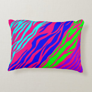 Neon Rainbow Zebra Decoratief Kussen