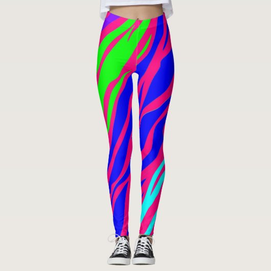 Neon Rainbow Zebra Leggings (Voorkant)