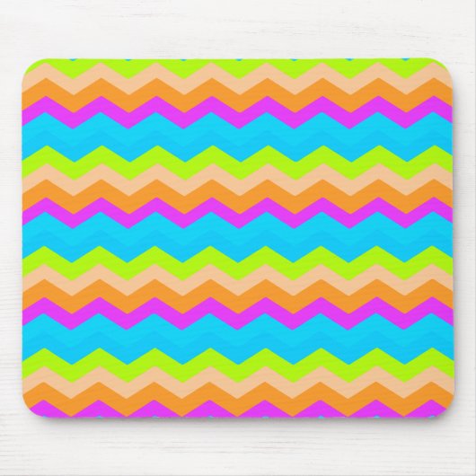 Neon Rainbow Zigzag Muismat (Voorkant)