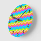 Neon Rainbow Zigzag Ronde Klok (Hoek)