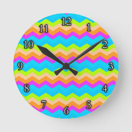 Neon Rainbow Zigzag Ronde Klok