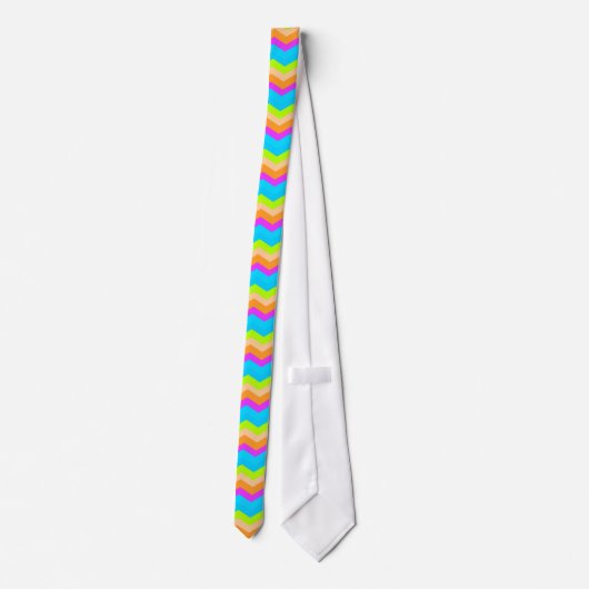 Neon Rainbow Zigzag Stropdas (Achterkant)