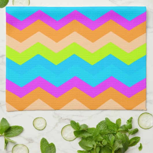 Neon Rainbow Zigzag Theedoek (Gevouwen)