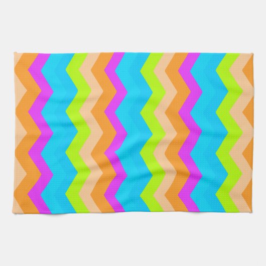 Neon Rainbow Zigzag Theedoek (Horizontaal)