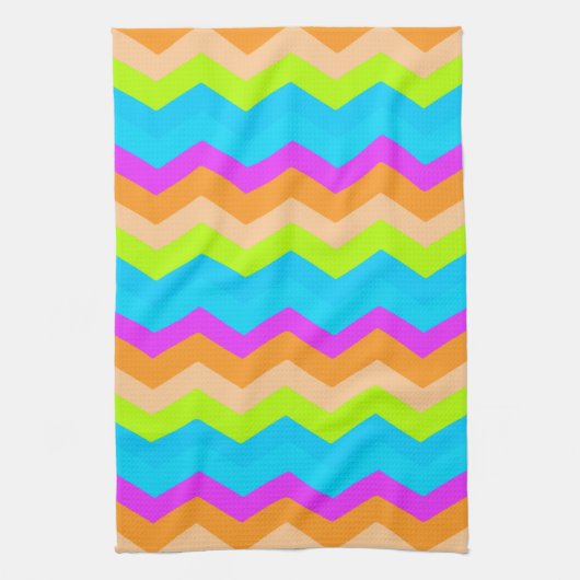 Neon Rainbow Zigzag Theedoek (Verticaal)