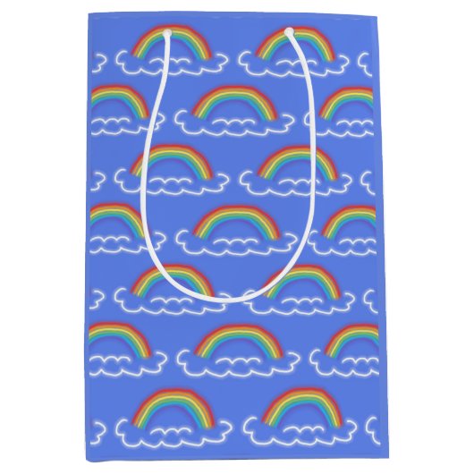 Neon Rainbows Gift Bag (Denim Blue) Medium Cadeauzakje (Voorkant)