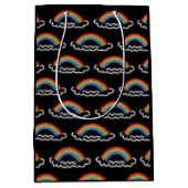 Neon Rainbows Gift Bag (zwart) Medium Cadeauzakje (Voorkant)