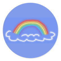 Neon Rainbows Round Stickers (Denim Blue)
