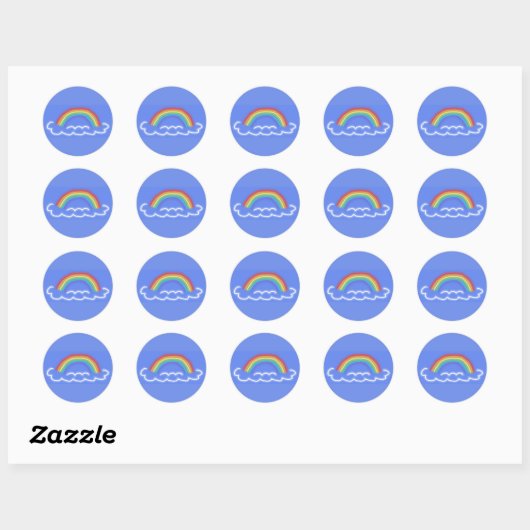 Neon Rainbows Round Stickers (Denim Blue) (Vel)