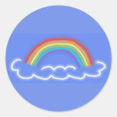 Neon Rainbows Round Stickers (Denim Blue) (Voorkant)