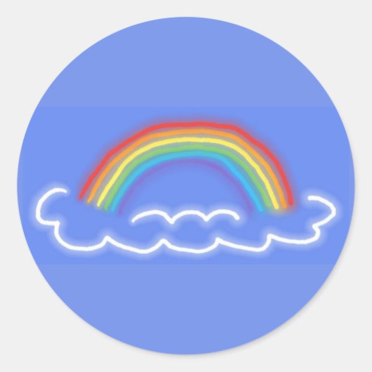 Neon Rainbows Round Stickers (Denim Blue) (Voorkant)