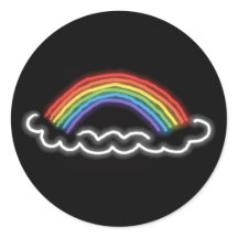 Neon Rainbows Round Stickers (zwart)