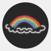 Neon Rainbows Round Stickers (zwart) (Voorkant)