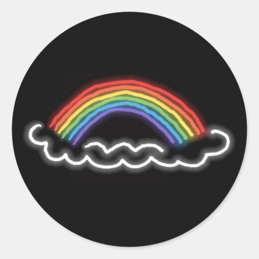 Neon Rainbows Round Stickers (zwart) (Voorkant)