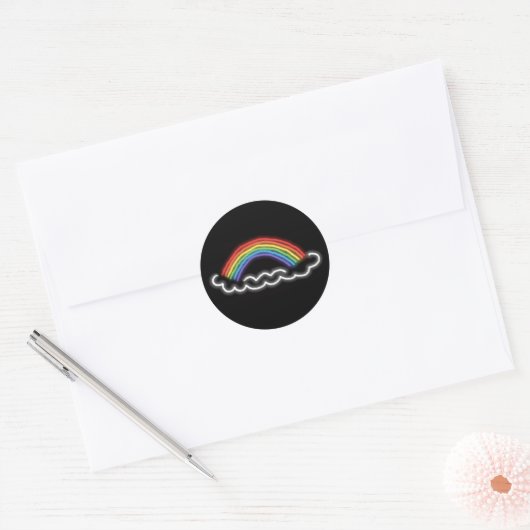 Neon Rainbows Round Stickers (zwart) (Envelop)