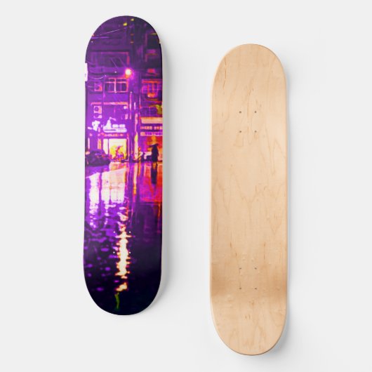 Neon Rainey Street Skateboard Deck (Voorkant)