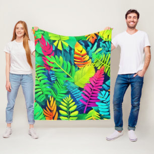 Neon Rainforest Fantasy Fleece Deken