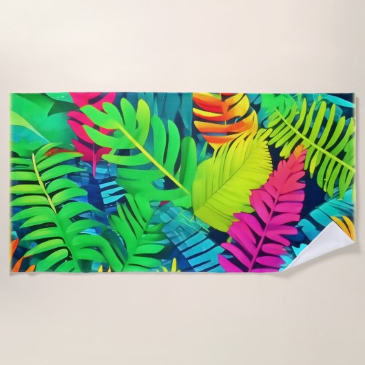 Neon Rainforest Fantasy Strandlaken (Voorkant)