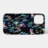 neon raketster iPhone hoesje (Achterkant horizontaal)